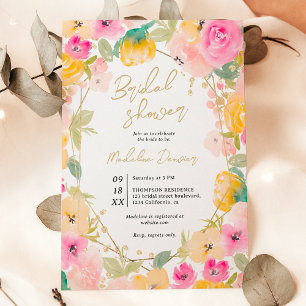 Convites Boho bonito chá de panela de flores de ouro de ver
