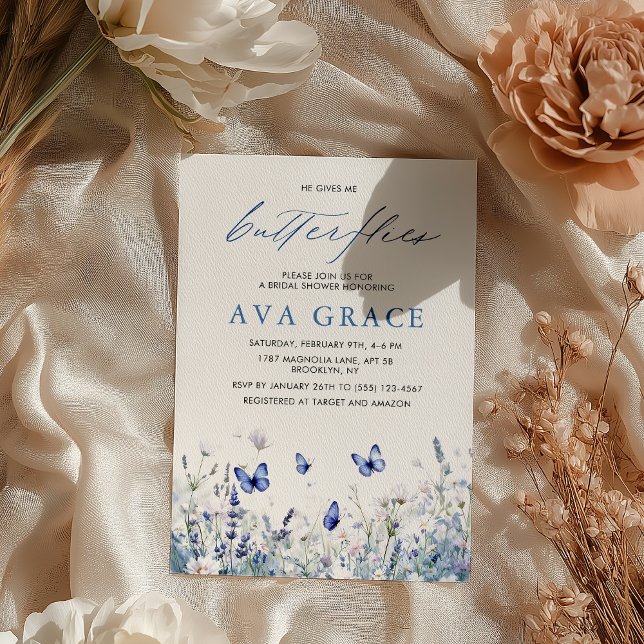 Convites Boho Bonito Ele Me Dá Chá de panela De Borboletas (Criador carregado)