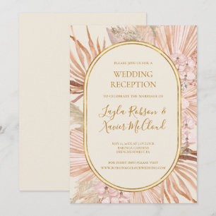 Convites Boho Botânica Tropical Recepção de Casamento Mar