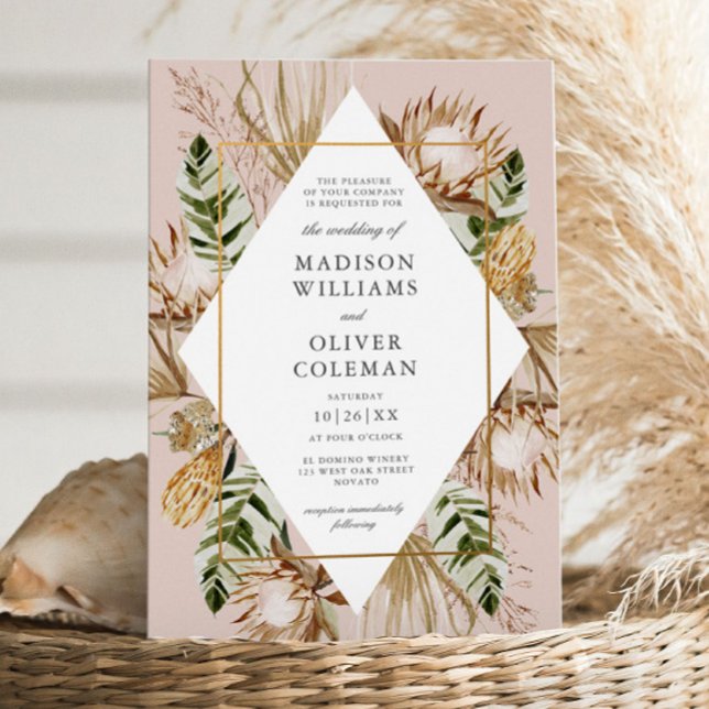 Convites Boho Botânico Belo Casamento Geométrico (Criador carregado)