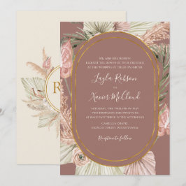 Convites Boho Botânico | Dusty Rosa Tradicional