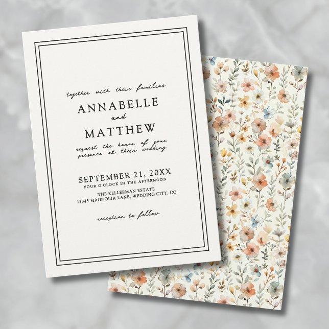 Convites Boho Botânico Elegante Casamento de Flores Silvest (Boho Botanical Elegant Wildflower Wedding Invitation)