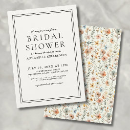 Convites Boho Botânico Elegante Chá de Bebê de Flores Silve