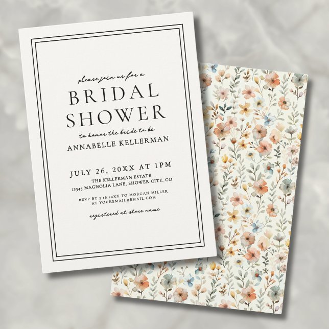 Convites Boho Botânico Elegante Chá de panela de flor selva (Boho Botanical Elegant Wildflower Bridal Shower Invitation)