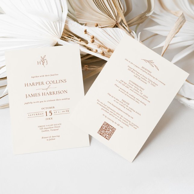 Convites Boho Botânico Mínimo Tudo em Um Casamento (Criador carregado)