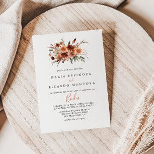 Convites Boho Botânico Outono Floral Casamento Espanhol