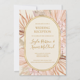 Convites Boho Botânico Recepção de Casamento em Verde Oli