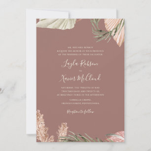 Convites Boho Botânico   Rosa Simples Casamento Tradiciona