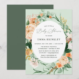 Convites Boho Botânico Sexo Chá de fraldas Sage Neutro