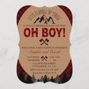Convites Boho Boy Lumberjack Chá de fraldas Red Buffalo Co