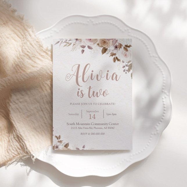 Convites Boho Brown Floral Birthday (Criador carregado)