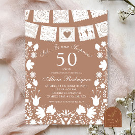 Convites Boho Brown Talavera Surpresa Mexicana de Aniversár