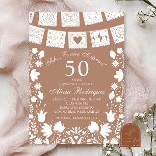 Convites Boho Brown Talavera Surpresa Mexicana de Aniversár