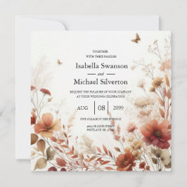 Convites Boho Browns with Butterflies Floral Wedding