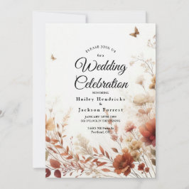 Convites Boho Browns with Butterflies Floral Wedding