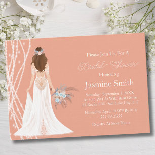 Convites Boho Brunette Bride Com Chá de panela De Pérolas