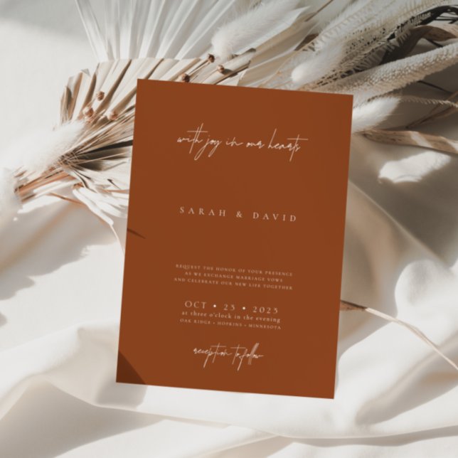 Convites Boho Brunt Orange Elegant Invitation (Criador carregado)