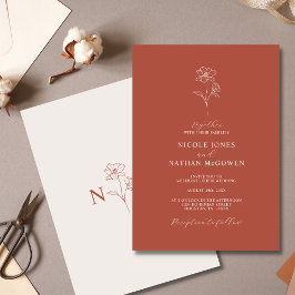 Convites Boho Budget Terracotta Rust Flower Casamento | MOR