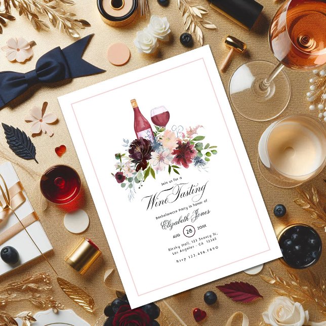 Convites Boho Burgundy Blush Dusty Blue Wine Bachelorter (Boho Burgundy Blush Dusty Blue Wine Bachelorette Invitation)