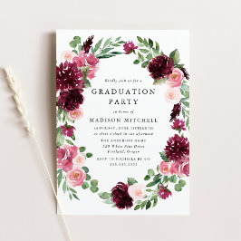 Convites Boho Burgundy & Blush Festa de formatura Floral