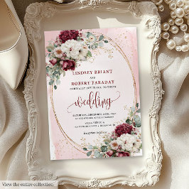 Convites Boho Burgundy Blush Rosa Invitation Suite