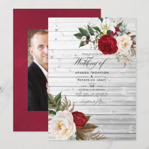 Convites Boho Burgundy - Casamento Floral Boêmio Marsala