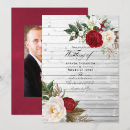 Convites Boho Burgundy - Casamento Floral Bohemian Marsala