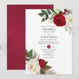 Convites Boho Burgundy - Casamento Floral de Marsala