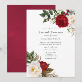 Convites Boho Burgundy - Casamento Floral de Marsala