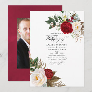 Convites Boho Burgundy - Casamento Floral Marsala Foto