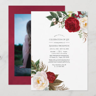 Convites Boho Burgundy - Celebração Floral Marsala da Vida