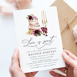Convites Boho Burgundy e Blush Floral Love é doce Bridal