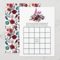 Boho Burgundy e Navy Degustação de Vinho Bingo Nup