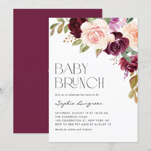 Convites Boho Burgundy e Pessegueiros caem Baby Brunch