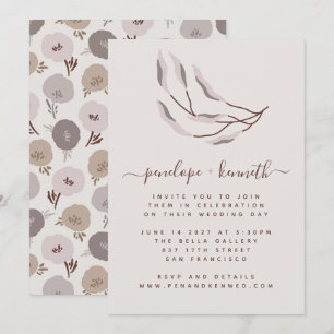 Convites Boho Burgundy e Taupe Casamento Botânico