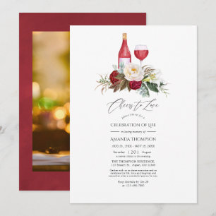 Convites Boho Burgundy Floral Vinho Celebração da Vida
