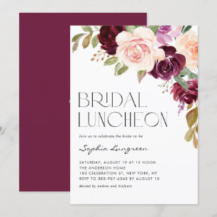 Convites Boho Burgundy Flores De Pêssego Caem Na Almofada