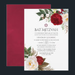 Convites Boho Burgundy - Marsala Floral Bat Mitzvah<br><div class="desc">Trendy burgundy - marsala bohemian watercolor peonies,  lírios e eucalipto bat mitzvah convidam personalizáveis para os seus detalhes de evento.</div>