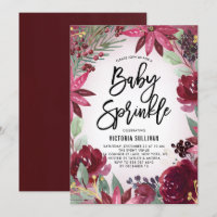Boho Burgundy Winter Floral Chá de fraldas Sprinkl