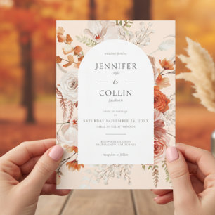 Convites Boho Burnt Orange Fall Floral Arco Floral