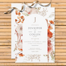 Boho Burnt Orange Fall Floral Arco Floral Monogram