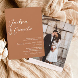 Convites Boho Burnt Orange Photo Wedding