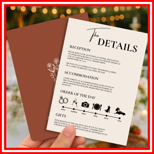 Convites Boho Burnt Orange Rustic Wedding Order of Events ( (Criador carregado)