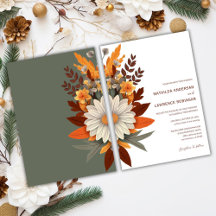 Boho Burnt Orange Sage Floral Casamento outono