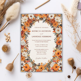Convites Boho Burnt Orange Sage Floral Casamento outono