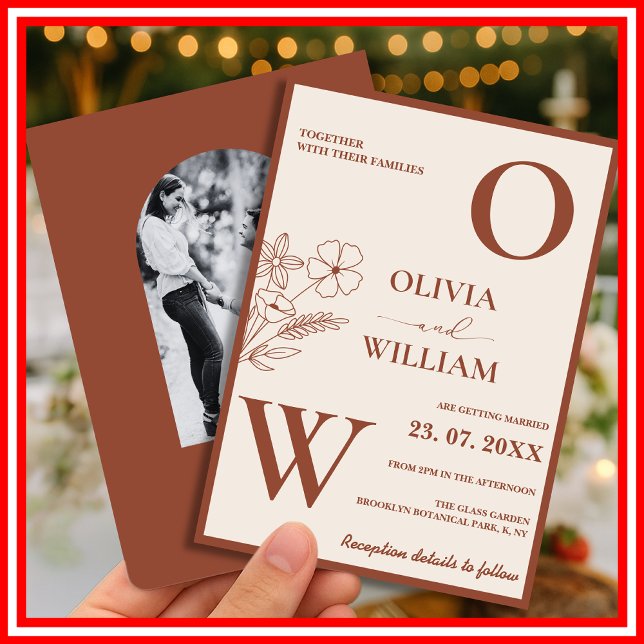 Convites Boho Burnt Orange Terracotta Casamento Russo (Criador carregado)