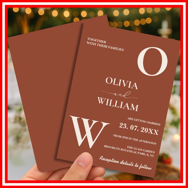 Convites Boho Burnt Orange Terracotta Casamento Russo (Criador carregado)