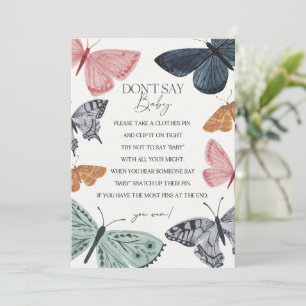 Convites Boho Butterfly Chá de fraldas Não Diga Jogo Bebê