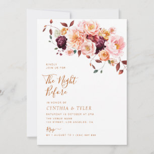 Convites boho cai floral na noite anterior