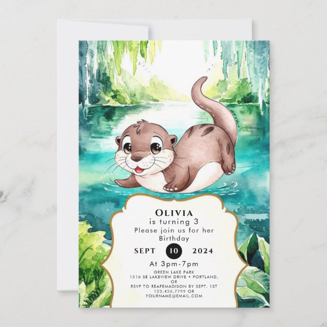 Convites Boho Calm Otter Birthday (Frente)